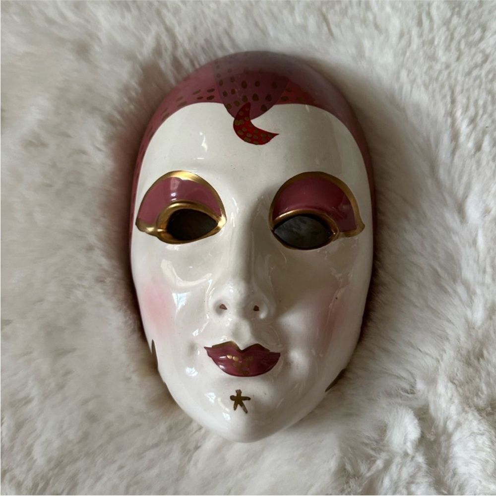 Vintage 1980s Flapper Girl Mask WallDecor/Japanese Kabuki theater mask PINK ONLY